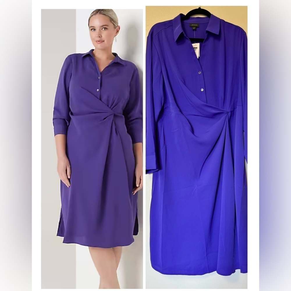 NEW JJill sz XL Wearever Twist-Front Shirtdress purple